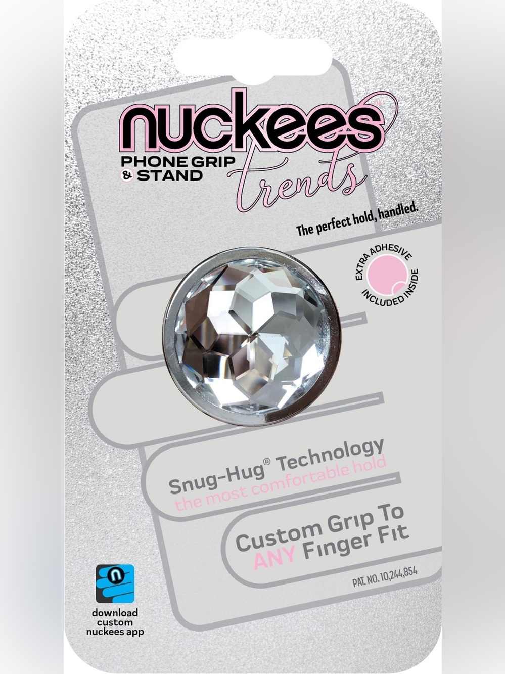 Silver Crystal Phone Grip & Stand - Silver